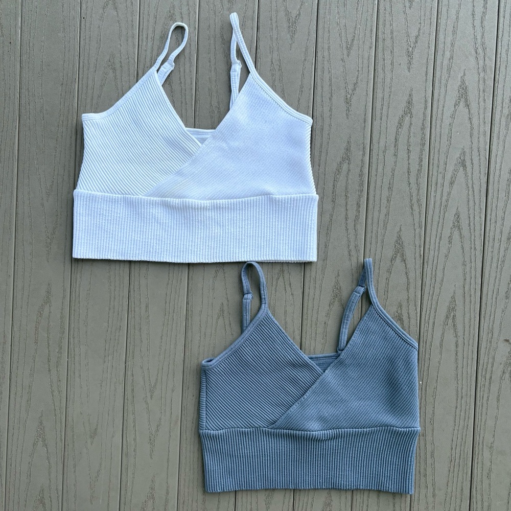 Aura Lot of 2 Crossover Longline Bralettes Cropped Tank Tops